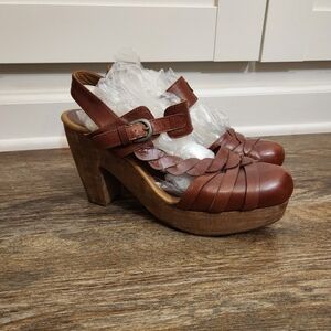 Rachel Comey Mars Braided Leather Wood Platform Clogs Brown 9.5